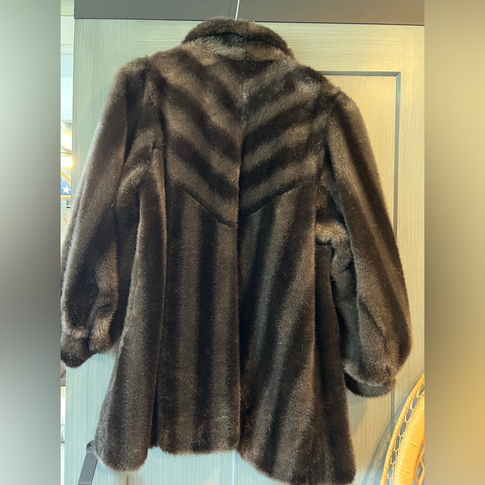 Blair Dark Brown Faux Fur Coat dynasty 80s glam grandma’s closet - Picture 5 of 5